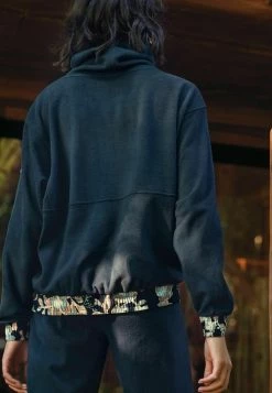 Next Damen ELEMENTS THERMAL COWL NECK - Fleecepullover - Navy With Floral Trims