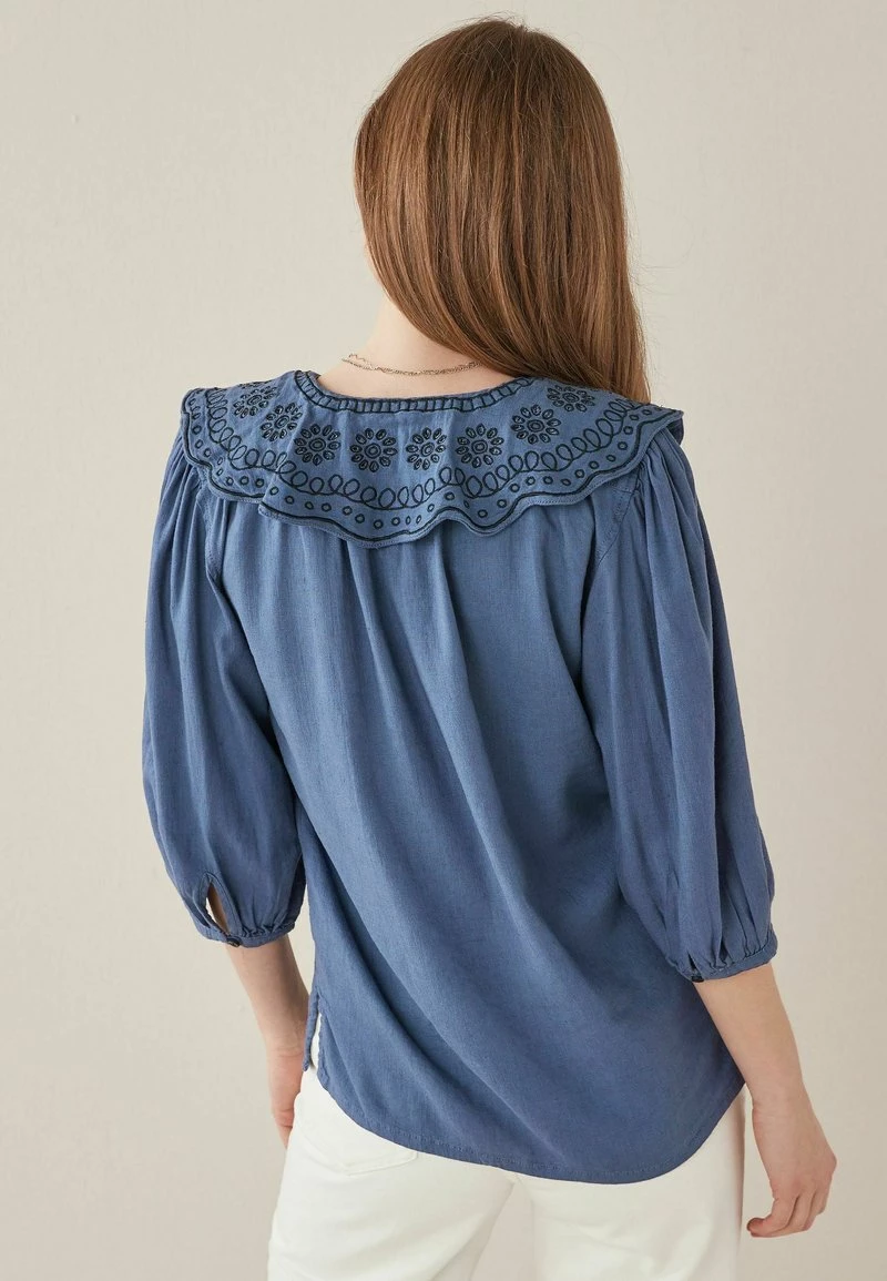 Next Damen BLEND EMBROIDERED COLLAR - Bluse - Blue – Bild 2