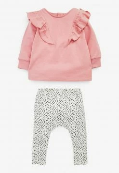 Next Kinder BABY 2 PIECE FRILL SET - Sweatshirt - Pink/black/white