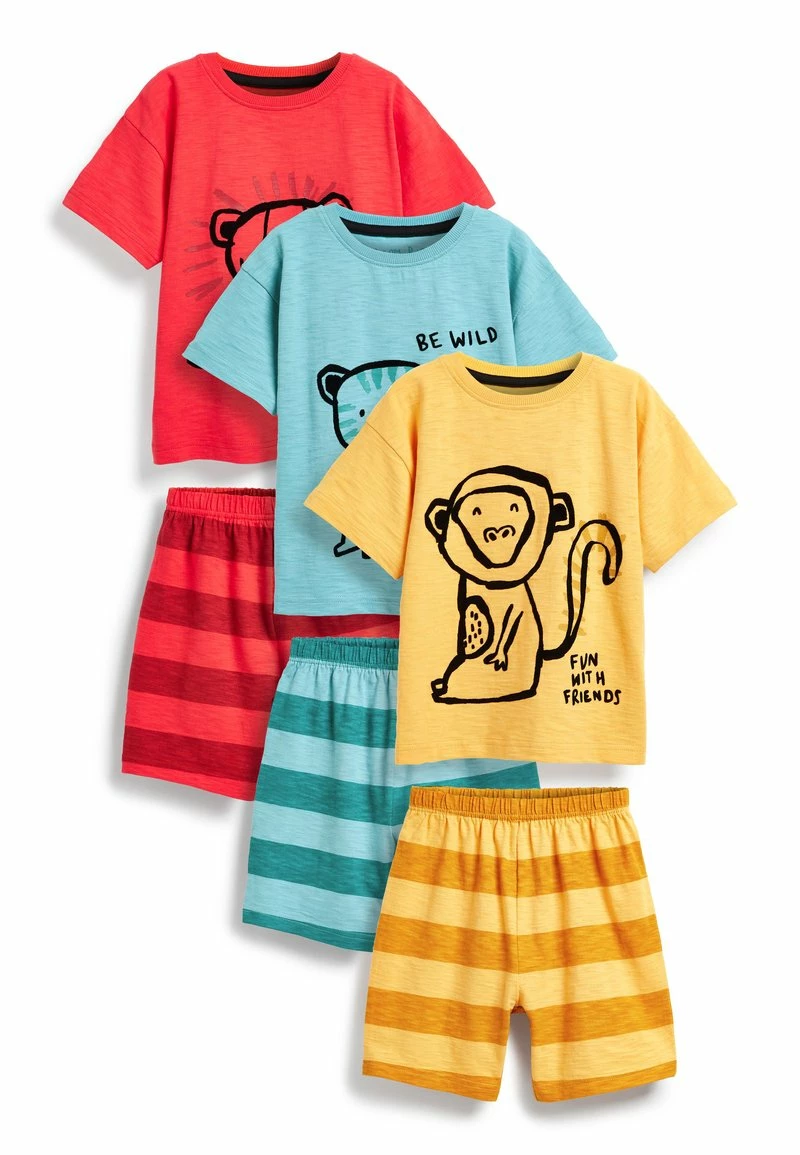 Next Kinder 3 PACK - Nachtwäsche Set - Red Blue Yellow Animals