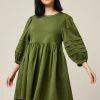Next VOLUME SLEEVE - Jerseykleid - Khaki Green | Damen