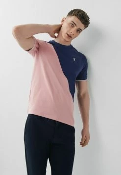 Next Herren BLOCK - T-Shirt Print - Pink Navy Blue Stag