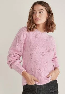 Next Damen POINTELLE STITCH VOLUME SLEEVE - Strickpullover - Pink