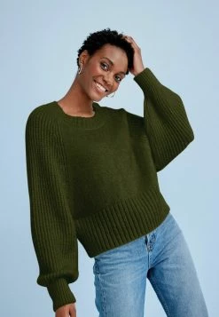 Next Damen VOOP NECK - Strickpullover - Khaki