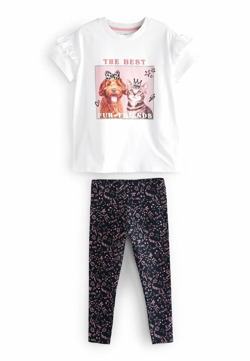 Next Kinder Leggings - Hosen - White Pink Fur Friend Graphic Print – Bild 3