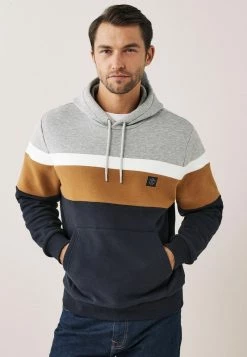 Next Herren COLOURBLOCK - Kapuzenpullover - Navy Grey Tan
