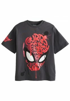Next MARVEL - T-Shirt Print - Charcoal Grey Graffiti Spider-man | Kinder