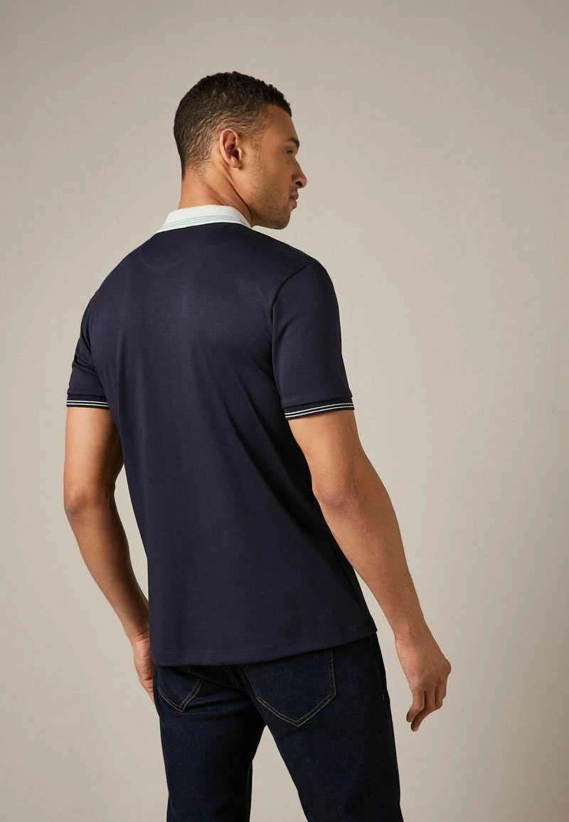 Next Herren Poloshirt - Navy Blue Zip Neck – Bild 3