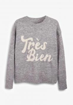 Next Damen METALLIC - Strickpullover - Grey