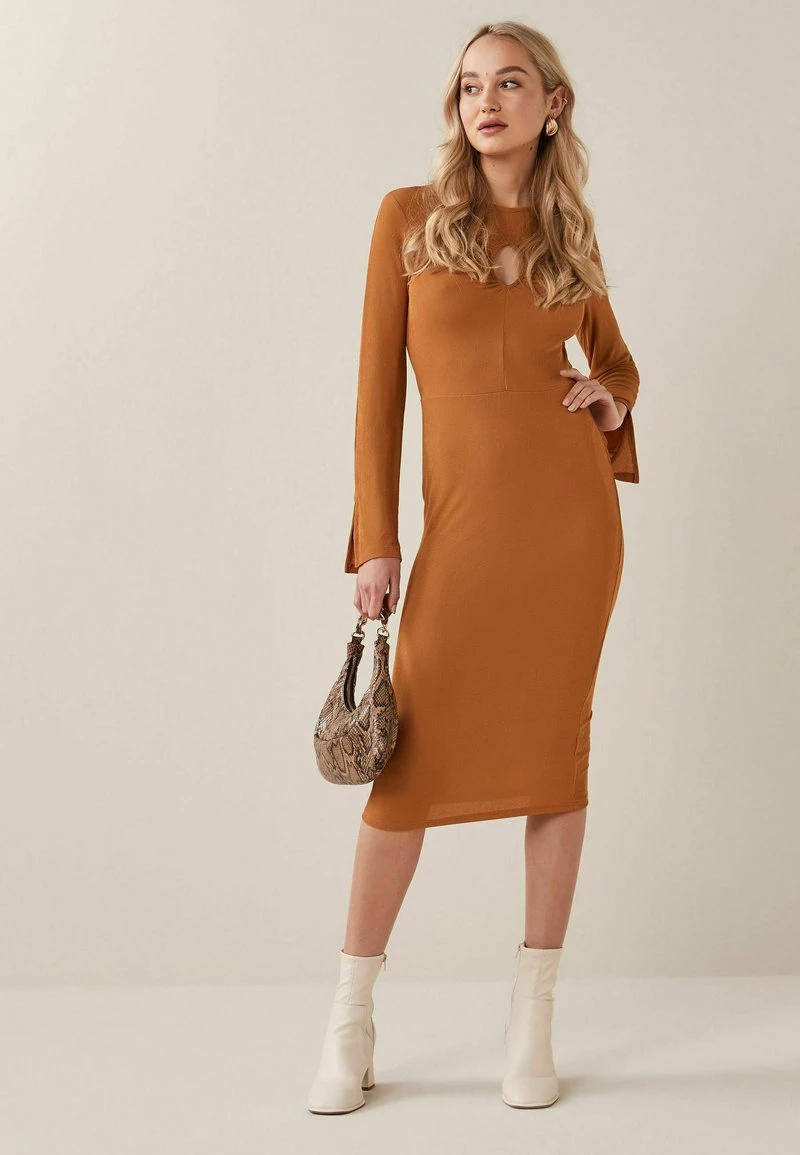 Next CUT OUT LONG SLEEVE - Etuikleid - Tan | Damen