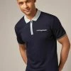 Next Herren Poloshirt - Navy Blue Zip Neck