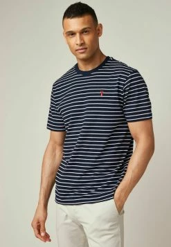 Next Herren T-Shirt Print - Navy Blue White Simple